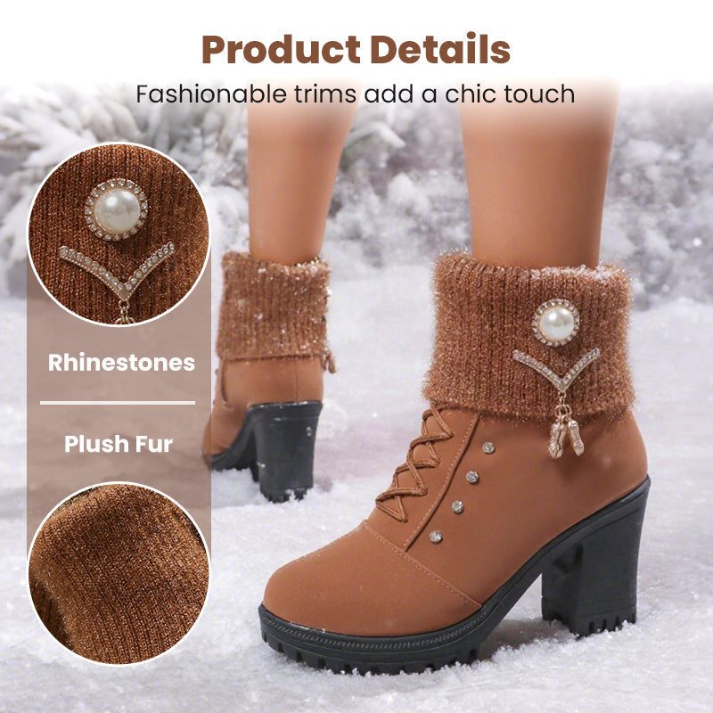 MOTS™ Elegant Knit-Cuff Heeled Boots