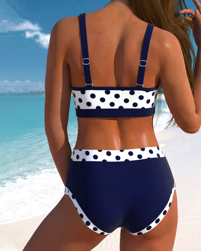 Liesbeth - High-Waisted Bikini with Patchwork Design and Dots