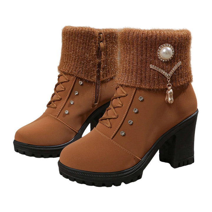 MOTS™ Elegant Knit-Cuff Heeled Boots