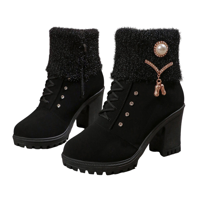 MOTS™ Elegant Knit-Cuff Heeled Boots