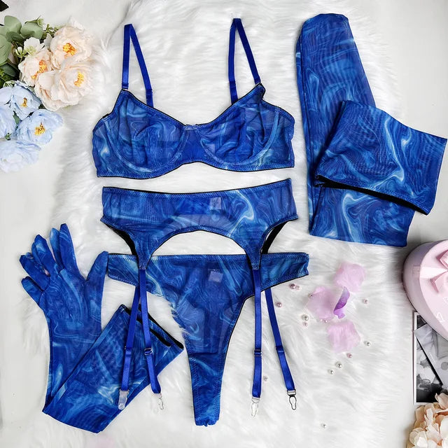 Serena - 5 Piece Tie Dye Lingerie Set