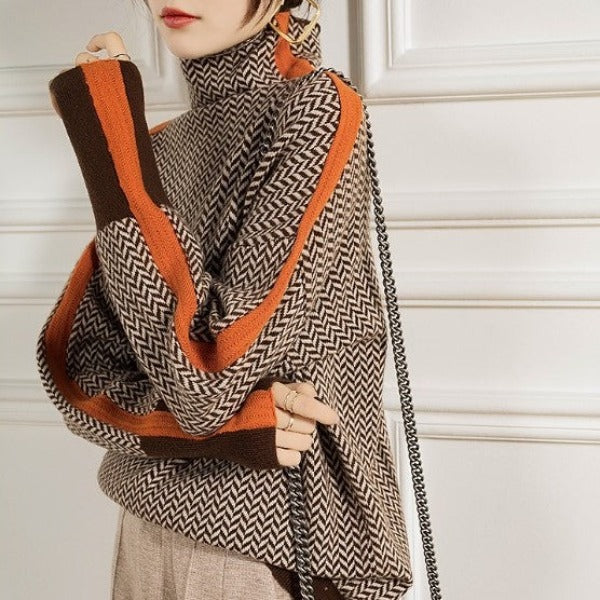 Harper | Bold Stripes High-Neck Sweater