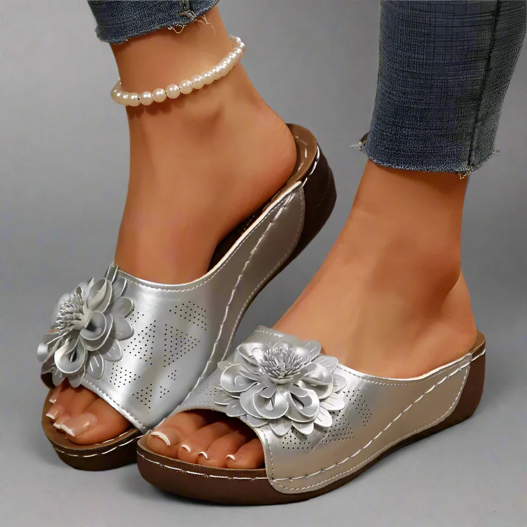 ROSALINA BLOSSOM LEATHER SLIP-ONS