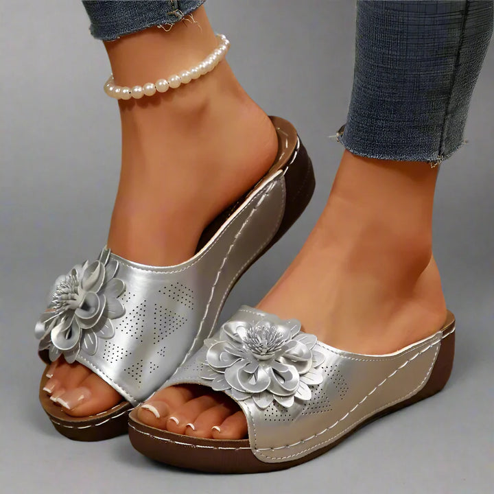 ROSALINA BLOSSOM LEATHER SLIP-ONS