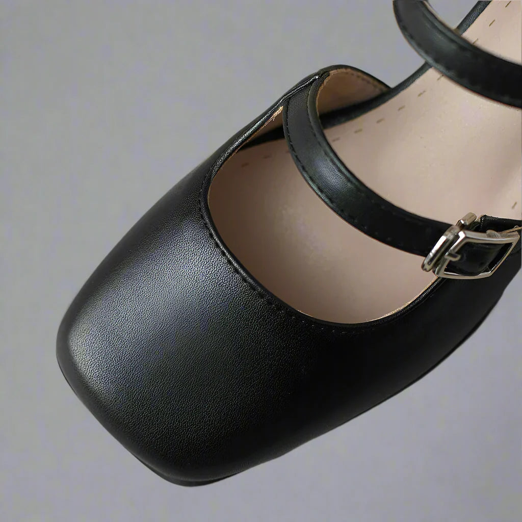 MARCELINA DOUBLE-BUCKLE HEELS