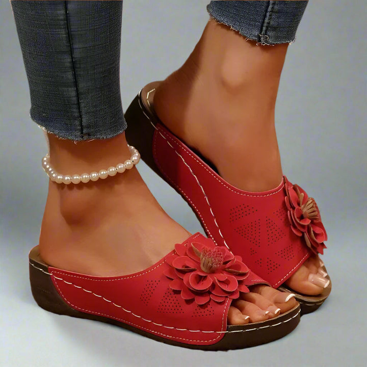 ROSALINA BLOSSOM LEATHER SLIP-ONS