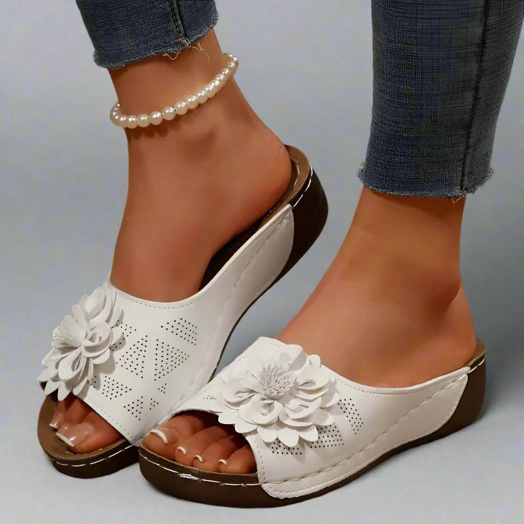 ROSALINA BLOSSOM LEATHER SLIP-ONS