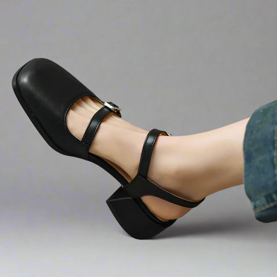 MARCELINA DOUBLE-BUCKLE HEELS