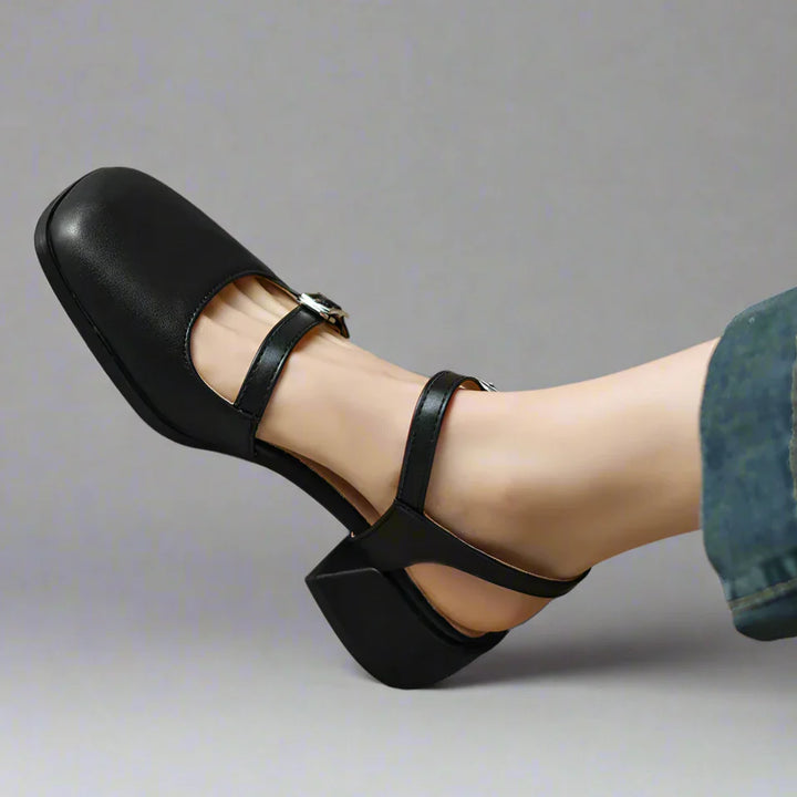MARCELINA DOUBLE-BUCKLE HEELS