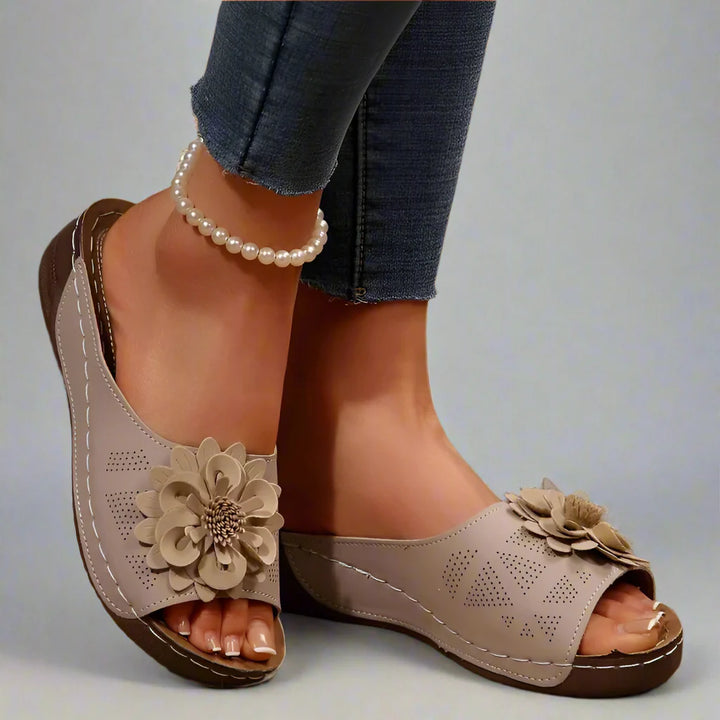 ROSALINA BLOSSOM LEATHER SLIP-ONS