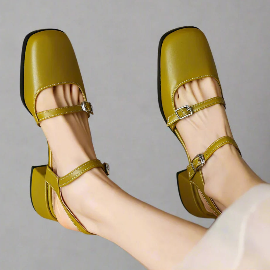 MARCELINA DOUBLE-BUCKLE HEELS