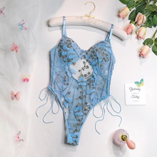 Selene - Embroidered Butterfly Bodysuit