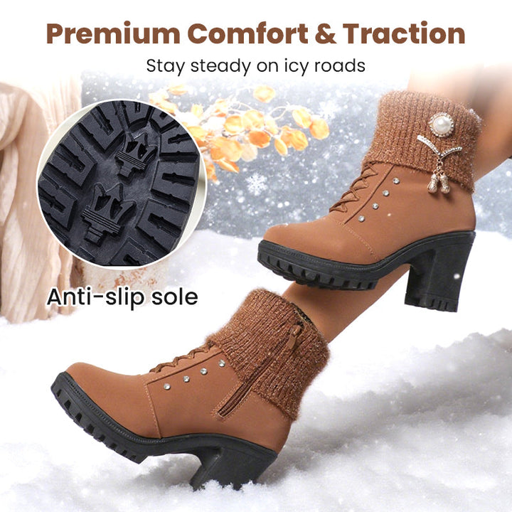 MOTS™ Elegant Knit-Cuff Heeled Boots