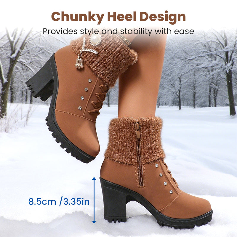 MOTS™ Elegant Knit-Cuff Heeled Boots